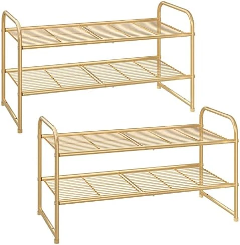 Simple Trending 2-Pack 2-Tier Stackable Shoe Rack, Metal Shoe Shelf Storage Organizer, Black 7 Simple Trending 2-Pack 2-Tier Stackable Shoe Rack, Metal Shoe Shelf Storage Organizer, Black - Image 5