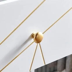 White Kitchen Storage Cabinet, 1 Door 3-Drawer Dining Buffet Server Cabinet, Living Room Sideboard Organizer, Modern Console Table Cupboard With Golden Groove Door -Amazon Store 41S66ouYRaL