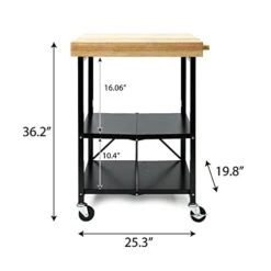 Origami Folding Kitchen Cart On Wheels | For Chefs Outdoor Coffee Wine And Food, Microwave Cart, Kitchen Island On Wheels, Rolling Cart, Kitchen Appliance & Utility Cart | Black With Wood -RBT-03 -Amazon Store 41SCia8TVrL