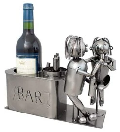 BRUBAKER Wine Bottle Holder 'Couple In Bar' - Table Top Metal Sculpture - With Greeting Card 8 BRUBAKER Wine Bottle Holder 'Couple In Bar' - Table Top Metal Sculpture - With Greeting Card -Amazon Store 41SI9NSJ7PL