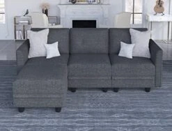 LLappuil Modular Sectional Couch With Reversible Chaise, Modern L Shaped Sofa Left/Right Corner Couch Modular Sofa With Storage Seat, Denim Blue -Amazon Store 41SJWMMAfxL. AC 1