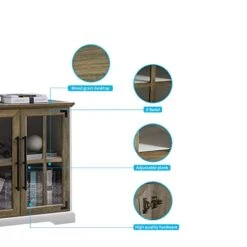 Okvnbjk Coffee Bar Cabinet, 32 Inch Accent Cabinet/Buffet Cabinet With Adjustable Shelves For Kitchen/Sideboard (Barnwood/White) -Amazon Store 41SJZvBkdvL