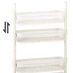 SONGMICS Slim Storage Cart, 4-Tier Slide-Out Trolley For Small Spaces, Bathroom And Kitchen, With Wire Baskets, Space Saving, Easy Assembly, White UBSC065W01, 15.9 X 5.3 X 35.7 Inches -Amazon Store 41SPItEgu4L