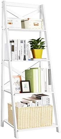 Tangkula 4-Tier Ladder Shelf Bookcase (Set Of 2), Leaning Free Standing Wooden Frame Decor Bookshelf, Storage Flower Shelf, Plant Display Shelf For Home Office 11 Tangkula 4-Tier Ladder Shelf Bookcase (Set Of 2), Leaning Free Standing Wooden Frame Decor Bookshelf, Storage Flower Shelf, Plant Display Shelf For Home Office - Image 9
