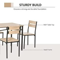 HOMCOM Rustic Industrial 5-Piece Dining Table Set Black Metal With 4 Chairs For Kitchen, Or Dining Room, Oak 9 HOMCOM Rustic Industrial 5-Piece Dining Table Set Black Metal With 4 Chairs For Kitchen, Or Dining Room, Oak -Amazon Store 41SXHHWVH8S