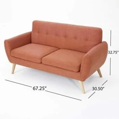 Christopher Knight Home Josephine Mid-Century Modern Petite Fabric Sofa, Burnt Orange / Natural -Amazon Store 41SXus8TcoL