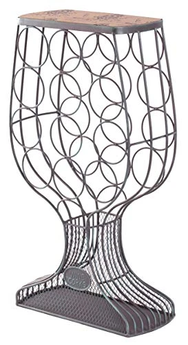Vintiquewise Vintage Decorative Wooden Metal Goblet Shaped Freestanding Wine Rack With Cork Holder 4 Vintiquewise Vintage Decorative Wooden Metal Goblet Shaped Freestanding Wine Rack With Cork Holder - Image 2