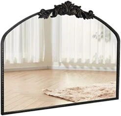 CASOLLY Retro Brush Black Gold Arched Wall Mirror, 24"x36" Vintage Anthropologie Rectangle Mantel Mirror With Antique Ornate Frame, Baroque Inspired Home Decor For Bathroom Vanity Bedroom Entryway -Amazon Store 41SaydMqUcL. AC