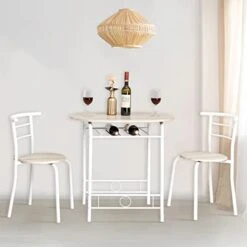 Bonnlo 3 Piece Dining Set, Small Kitchen Table Set For 2, Breakfast Table Set, Kitchen Small Table And Chairs For Small Space/Dining Room/Apartment, Metal Frame, Wine Rack, White&Light Oak 15 Bonnlo 3 Piece Dining Set, Small Kitchen Table Set For 2, Breakfast Table Set, Kitchen Small Table And Chairs For Small Space/Dining Room/Apartment, Metal Frame, Wine Rack, White&Light Oak -Amazon Store 41SkDxit7sL