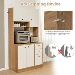 Giantex Kitchen Pantry, Buffet Hutch With 3 Storage Cabinet, 71'' Floor Large Cupboard With 3 Deep Drawers, Wide Countertop, Adjustable Shelves, Tall Sideboard (White & Natural) 14 Giantex Kitchen Pantry, Buffet Hutch With 3 Storage Cabinet, 71'' Floor Large Cupboard With 3 Deep Drawers, Wide Countertop, Adjustable Shelves, Tall Sideboard (White & Natural) -Amazon Store 41Sy8aPc43L