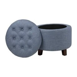 Lexicon Avon Round Tufted Fabric Storage Accent Ottoman, 20" W, Blue -Amazon Store 41T04ZZdJhL