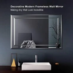 FRALIMK Mirror On Mirror Frameless Rectangular Wall Mirror For Bathroom 22" X 32" Polished Beveled Edge Rectangle Wall Mirror Decorative Wall Mirrors For Entryways, Living Room, Washroom And Bedroom -Amazon Store 41T9N0EME1L