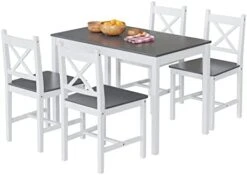 Alohappy 5 Piece Kitchen Table Set For Dining Room, Modern Rectangular Dining Table With 4 Chairs For Kitchen, Kitchen Room Furniture, Space-Saving & Easy Assembly (Grey) -Amazon Store 41T9QwEHyL. AC