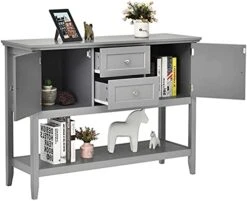 PETSITE Sideboard Buffet Cabinet With Storage, Drawers & Open Shelf, Wood Accent Cupboard Console Table For Home Kitchen, Living Room, Hallway