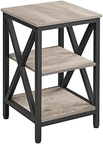 Yaheetech Industrial End Tables Set Of 2, 3-Tier Side Tables With Storage Shelves For Living Room, X Design Sofa Tables, Strong Metal Frame, Easy Assembly, 16x16x24.5 In, Gray 7 Yaheetech Industrial End Tables Set Of 2, 3-Tier Side Tables With Storage Shelves For Living Room, X Design Sofa Tables, Strong Metal Frame, Easy Assembly, 16x16x24.5 In, Gray - Image 5