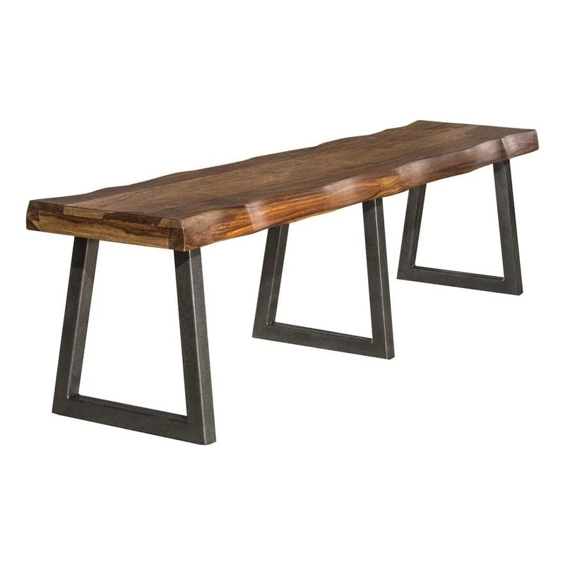 BOWERY HILL Natural Wood Bench For 3 People, Large Rustic Bench For Kitchen, Dining, Living Room, Industrial Farmhouse Bench For Entrance, Brown 3 BOWERY HILL Natural Wood Bench For 3 People, Large Rustic Bench For Kitchen, Dining, Living Room, Industrial Farmhouse Bench For Entrance, Brown