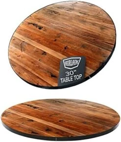 HEIRLOUM Reclaimed Wood Table Top - Rustic Recycled Solid Wooden Piece Perfect For Signs, Kitchens, Dining And Coffee Table Tops (Reclaimed Wood Table Top With Metal Edge,  36" X 36") -Amazon Store 41TOx RwXL. AC