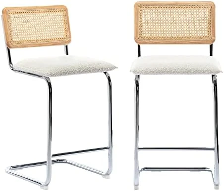 ONEVOG Island Rattan Chairs, Faux Leathe Seating Kitchen Counter Height (24 Inch) Bastool With Sturdy Frame Chrome Legs, Dining Room Home Kitchen Stools Set Of 2 (Brown) 13 ONEVOG Island Rattan Chairs, Faux Leathe Seating Kitchen Counter Height (24 Inch) Bastool With Sturdy Frame Chrome Legs, Dining Room Home Kitchen Stools Set Of 2 (Brown) - Image 11