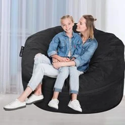 Anuwaa Bean Bag Chair Cover - Soft Suede Fabric Bean Bag Cover, Washable Lazy Sofa Bed Cover, Sack Bean Bag Chair For Adults And Teens, Living Room Furniture, 4ft Black(Cover Only, No Filler) -Amazon Store 41TWcVDnqhL