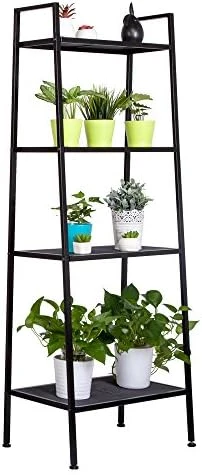 Teeker Multifunctional 4 Tiers Ladder Shelf, Vintage Bookshelf,Plant Stand Storage Rack Shelf For Office, Bathroom, Living Room (Black) 8 Teeker Multifunctional 4 Tiers Ladder Shelf, Vintage Bookshelf,Plant Stand Storage Rack Shelf For Office, Bathroom, Living Room (Black) - Image 6
