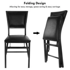 Giantex Folding Chairs, With Padded Seats, Sturdy Metal Frame, Floor Protectors, Space Saving Design, Foldable Dining Desk Chairs For Small Apartment, Extra Guests, Black -Amazon Store 41TdDyzGojL