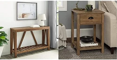 Walker Edison Modern Farmhouse Accent Entryway / Living Room End Table, 52 Inch, Color-Marble And Walnut 13 Walker Edison Modern Farmhouse Accent Entryway / Living Room End Table, 52 Inch, Color-Marble And Walnut - Image 11