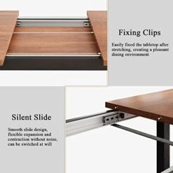 IPormis 63" Extendable Dining Table Set For 4-8 People, 3-Piece Kitchen Table Set With Metal Frame And Wood Board, Space Saving Dinette For Dining Room, Laminate Finished, Easy Clean, Walnut -Amazon Store 41Th5R5LiEL