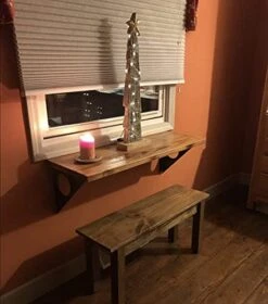 FOF FRIEND OF FAMILY Industrial Rustic Wall-Mounted Table, Dining Table Desk, Pine Wood Wall-Mounted Bar Tables (40"X14") -Amazon Store 41Tj9igI9tS