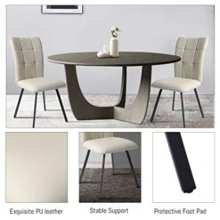 HIPIHOM Dining Chairs Set Of 4,Modern Kitchen Dining Room Chairs,Upholstered Dining Accent Side Chairs In Faux Leather Cushion Seat And Sturdy Metal Legs,Beige 15 HIPIHOM Dining Chairs Set Of 4,Modern Kitchen Dining Room Chairs,Upholstered Dining Accent Side Chairs In Faux Leather Cushion Seat And Sturdy Metal Legs,Beige -Amazon Store 41Tjnq0fsqL