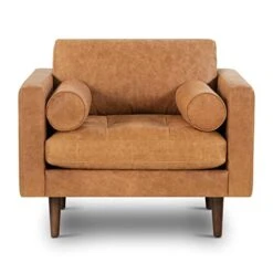 POLY & BARK Napa Lounge Chair In Full-Grain Pure-Aniline Italian Tanned Leather In Cognac Tan -Amazon Store 41TnDJygJVL