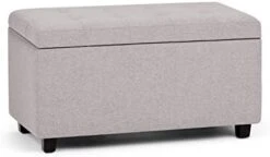 SIMPLIHOME Cosmopolitan 34 Inch Wide Rectangle Lift Top Storage Ottoman In Upholstered Stone Grey Tufted Faux Leather, Footrest Stool, Coffee Table For The Living Room, Bedroom And Kids Room -Amazon Store 41Tsla16I8L. AC