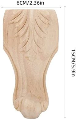 VOIV 4PCS Solid Wood Furniture Legs Wood Carved Sofa Couch Chair Ottoman Loveseat Table Cabinet Furniture Wood Legs Wood Unfinished Carved Feet(15 * 6cm) -Amazon Store 41Tui2BEglS