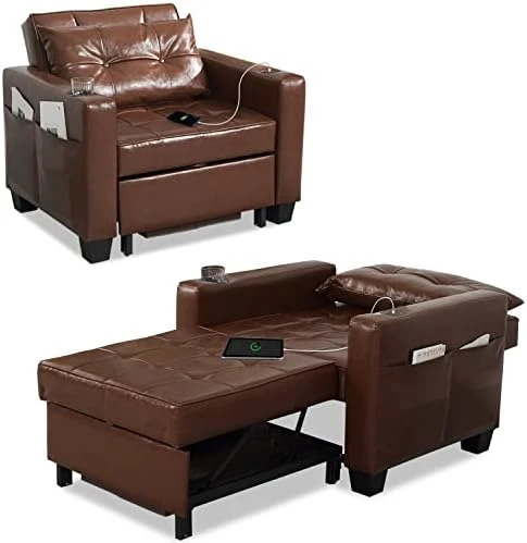 DURASPACE Futon Sofa Bed, 3 In 1 Convertible Sofa Chair Bed, Adjustable Backrest Chair, Chaise Lounge With USB Ports, Cup Holder, Side Pocket, Storage Box For Living Room (Light Gray Linen) 12 DURASPACE Futon Sofa Bed, 3 In 1 Convertible Sofa Chair Bed, Adjustable Backrest Chair, Chaise Lounge With USB Ports, Cup Holder, Side Pocket, Storage Box For Living Room (Light Gray Linen) - Image 10