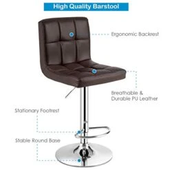 COSTWAY 3-Piece Bar Table Set, Round Cocktail Table And PU Leather Adjustable Swivel Chairs, Modern Counter Height Table Set With 2 Bar Stool For Kitchen, Office (Brown) 16 COSTWAY 3-Piece Bar Table Set, Round Cocktail Table And PU Leather Adjustable Swivel Chairs, Modern Counter Height Table Set With 2 Bar Stool For Kitchen, Office (Brown) -Amazon Store 41U3UACtXtL