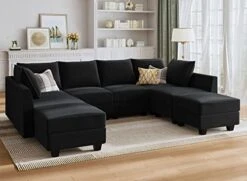 HONBAY Modular Sectional Sofa Set Oversized U Shaped Couch With Storage Ottoman Convertible Sleeper Sectional Sofa Velvet Modular Couch With Wide Chaise, Black 24 HONBAY Modular Sectional Sofa Set Oversized U Shaped Couch With Storage Ottoman Convertible Sleeper Sectional Sofa Velvet Modular Couch With Wide Chaise, Black -Amazon Store 41U6BZ2Z99L. AC