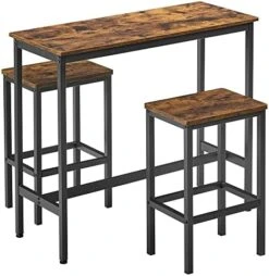 VASAGLE Dining Table Set, Bar Table And Chairs Set, Kitchen Bar Height Table With Stools Set Of 2, Steel Frame, Industrial, Rustic Brown And Black ULBT218B01 -Amazon Store 41UAUJBTLcL. AC