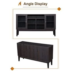 GNIXUU Sideboard Buffet Storage Cabinet, Modern Storage Cabinet With 2 Glass Doors And Adjustable Shelves For Kitchen, Living Room, Entryway 60 Inch.(Dark Brown) -Amazon Store 41Ud4B9Y4oL