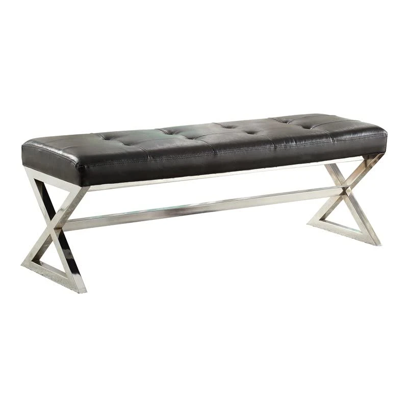 Homelegance Metal Base Bench, Black 3 Homelegance Metal Base Bench, Black