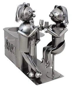 BRUBAKER Wine Bottle Holder 'Couple In Bar' - Table Top Metal Sculpture - With Greeting Card 9 BRUBAKER Wine Bottle Holder 'Couple In Bar' - Table Top Metal Sculpture - With Greeting Card -Amazon Store 41UhnVtzzfL