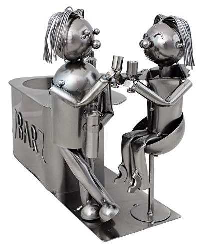 BRUBAKER Wine Bottle Holder 'Couple In Bar' - Table Top Metal Sculpture - With Greeting Card 5 BRUBAKER Wine Bottle Holder 'Couple In Bar' - Table Top Metal Sculpture - With Greeting Card - Image 3