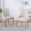 Nozama Upholstered Dining Chairs Set Of 2 Elegant Tufted Fabric Parsons Chair With Solid Wood Legs (Dark Beige) -Amazon Store 41UjLPeG8jL