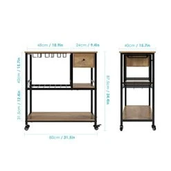 URKNO Bar Cart For Home, Mobile Kitchen Baker's Rack With Drawer, Industrial Wine Cart Microwave Stands With Wine Rack, Glass Holder, Hooks, Rustic Brown 14 URKNO Bar Cart For Home, Mobile Kitchen Baker's Rack With Drawer, Industrial Wine Cart Microwave Stands With Wine Rack, Glass Holder, Hooks, Rustic Brown -Amazon Store 41UkGfiy4IL