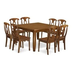 East West Furniture PFNA9-SBR-W, Wood Seat, Saddle Brown Finish