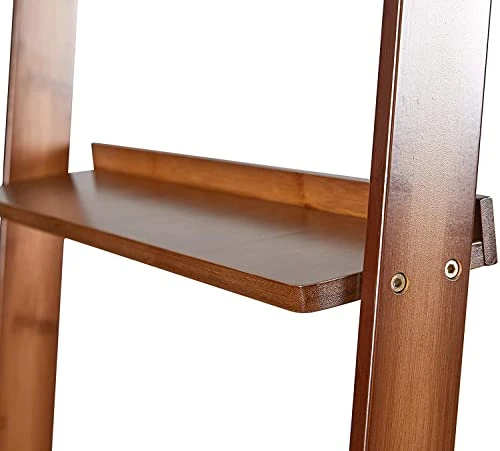 5 Tiers Bamboo Ladder Shelf Modern Bookshelf Leaning Wall Shelves Open Tall Wall Mount Bookcase Standing Storage Rack Shelves For Living Room, Bathroom, Kitchen, Office(21"L*12.5"W*60"H) (Brown) 7 5 Tiers Bamboo Ladder Shelf Modern Bookshelf Leaning Wall Shelves Open Tall Wall Mount Bookcase Standing Storage Rack Shelves For Living Room, Bathroom, Kitchen, Office(21"L*12.5"W*60"H) (Brown) - Image 5