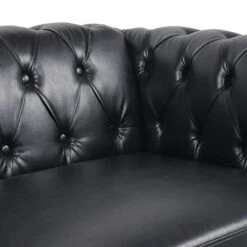 Chesterfield Loveseat, Modern Leather Sofa Tufted Couch 2 Seater With Rolled Arms And Nailhead For Living Room, Bedroom, Office, Apartment (Black) -Amazon Store 41Un5NoMv8L