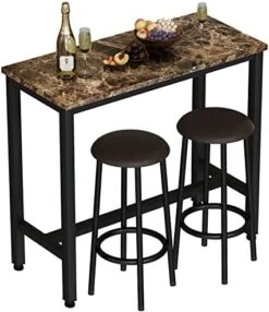 AWQM Marble Dining Table Set For 4, Rectangular Faux Marble Table And 4 PU Leather Chairs, 5 Pieces Kitchen Table Set,Ideal For Living Room, Dining Room,Breakfast Nook, White&Black -Amazon Store 41UnXapSA L. AC