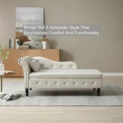 Homtique 60" Velvet Storage Chaise Lounge Indoor Button Tufted With Pillow, Nailhead Decorate Rolled Arm Chaise Lounge For Bedroom Living Room (Beige, With Storage) 19 Homtique 60" Velvet Storage Chaise Lounge Indoor Button Tufted With Pillow, Nailhead Decorate Rolled Arm Chaise Lounge For Bedroom Living Room (Beige, With Storage) -Amazon Store 41Uwm9tmIoL