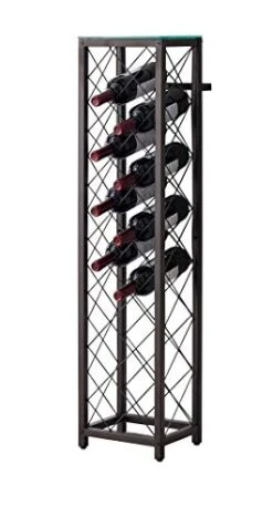 Kings Brand Furniture – Metal With Glass Top Shelf Free Standing Wine Rack Storage Tower, Pewter -Amazon Store 41V1YhDFbyL