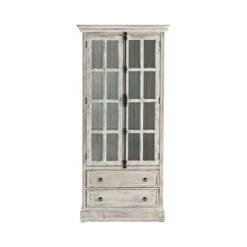 Crestview Collection Hudson 2 Drawer 2 Door Curio Cabinet Gray Wood -Amazon Store 41VDtVrWLJL