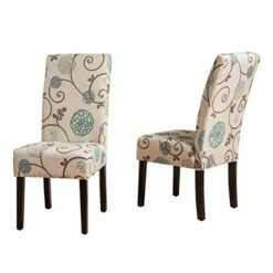Christopher Knight Home Arabella Fabric Club Chair, White And Blue Floral & Pertica Fabric Dining Chairs, 2-Pcs Set, White And Blue Floral -Amazon Store 41VRcOMVriL